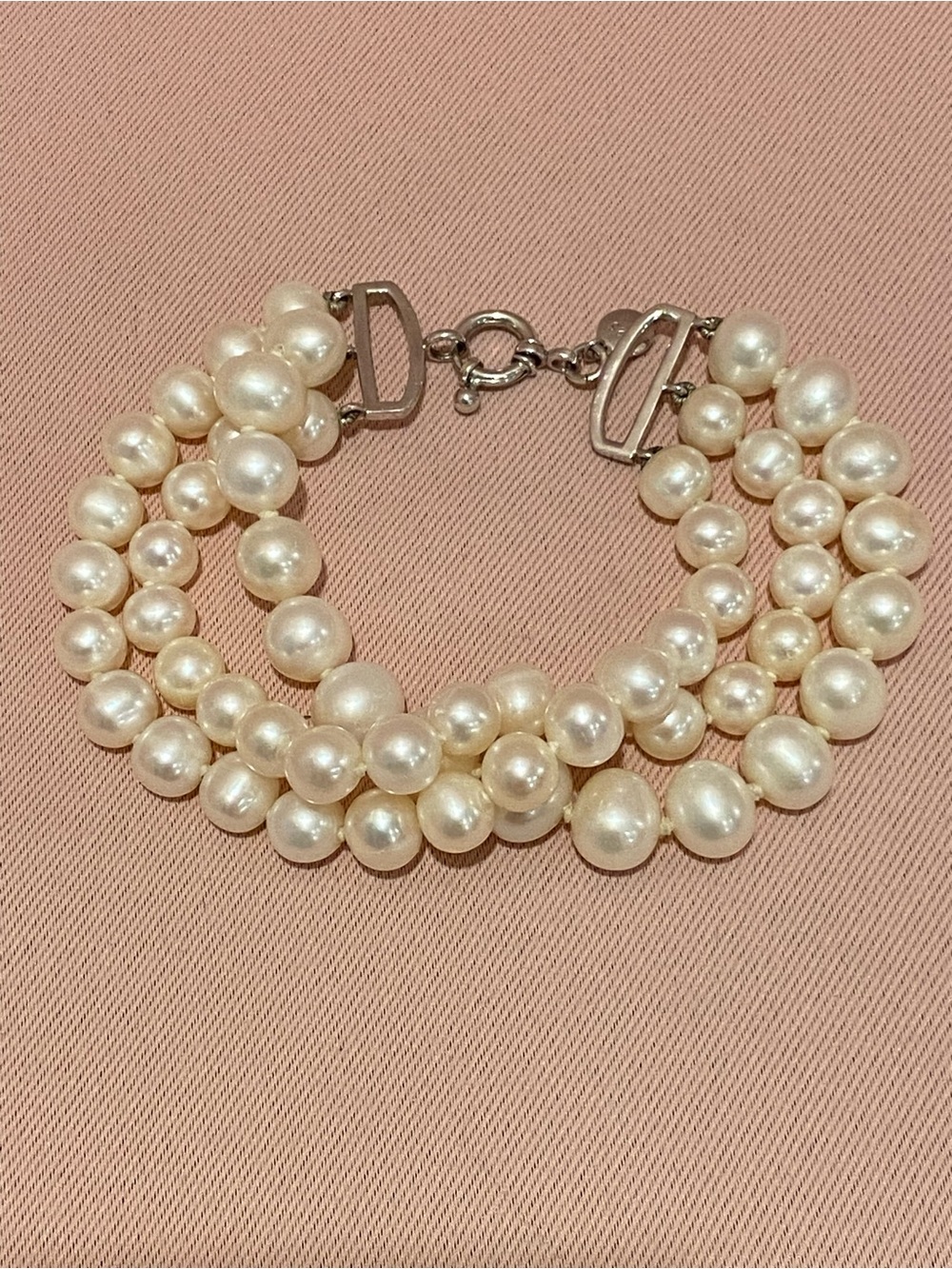 J. Crew Premium Collection Authentic Pearl & Sterling Multi-Strand Bracelet